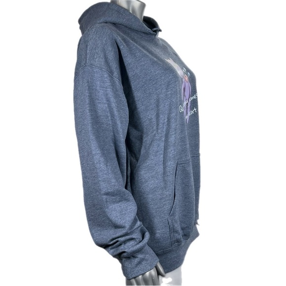 Heather Navy Pullover Hoodie Sweatshirt Voodoo Kitty Doll Quit Playing Graphic - Picture 3 of 9